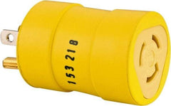 Woodhead Electrical - 1 Outlet, 125 VAC, 15 Amp, Yellow, Single Outlet Adapter - 5-15, L5-15 NEMA Configuration, CSA Certified, CSA File LR6837, UL File E10176, UL Listed - Eagle Tool & Supply