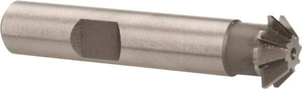 Made in USA - 1/2" Diam x 1/8" Width of Cut, 45° Included Angle, Shank Connection, High Speed Steel Single Angle Cutter - 3/8" Shank Diam, 2-1/8" Overall Length, Right Hand Cut, Uncoated - Eagle Tool & Supply