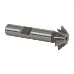 Made in USA - 3/4" Diam x 3/16" Width of Cut, 45° Included Angle, Shank Connection, High Speed Steel Single Angle Cutter - 3/8" Shank Diam, 2-1/8" Overall Length, Right Hand Cut, Uncoated - Eagle Tool & Supply