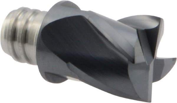 Iscar - MM EC Grade IC908 Carbide End Milling Tip Insert - TiAlN Finish, 4 Flutes, 1/2" Cutting Diam, 3/8" Depth of Cut, 0.65" Extension, 0.015" Cnr Rad, 30° Helix - Eagle Tool & Supply