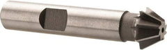 Made in USA - 1/2" Diam x 7/32" Width of Cut, 60° Included Angle, Shank Connection, High Speed Steel Single Angle Cutter - 3/8" Shank Diam, 2-1/8" Overall Length, Right Hand Cut, Uncoated - Eagle Tool & Supply