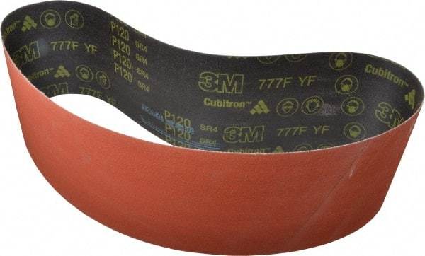 3M - 6" Wide x 48" OAL, 120 Grit, Ceramic Abrasive Belt - Ceramic, Fine, Coated, YF Weighted Cloth Backing, Wet/Dry, Series 777F - Eagle Tool & Supply