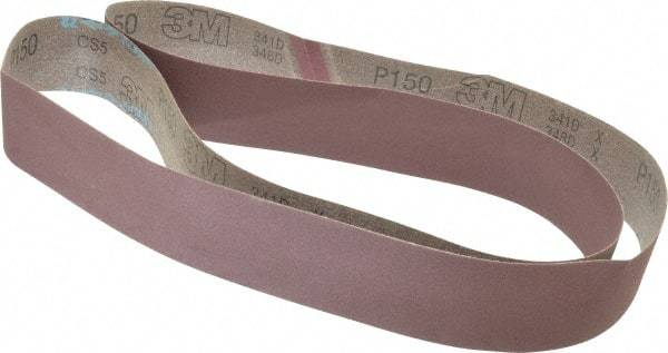 3M - 2" Wide x 72" OAL, 150 Grit, Aluminum Oxide Abrasive Belt - Aluminum Oxide, Very Fine, Coated, X Weighted Cloth Backing, Series 341D - Eagle Tool & Supply