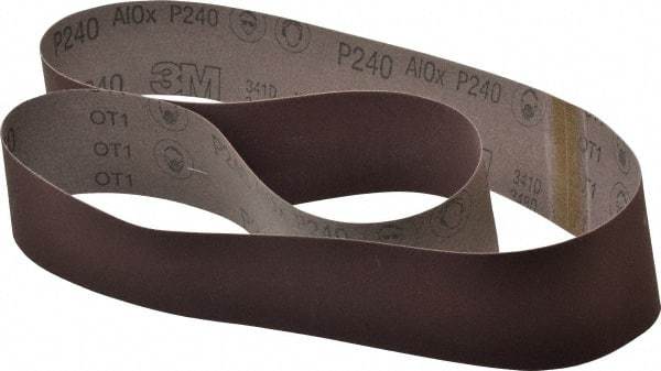 3M - 2-1/2" Wide x 60" OAL, 240 Grit, Aluminum Oxide Abrasive Belt - Aluminum Oxide, Very Fine, Coated, X Weighted Cloth Backing, Series 341D - Eagle Tool & Supply