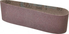 3M - 3" Wide x 21" OAL, 50 Grit, Aluminum Oxide Abrasive Belt - Aluminum Oxide, Coarse, Coated, X Weighted Cloth Backing, Series 341D - Eagle Tool & Supply