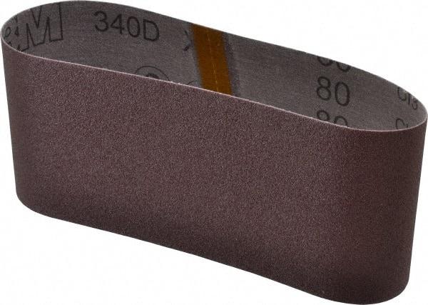 3M - 4" Wide x 21-3/4" OAL, 80 Grit, Aluminum Oxide Abrasive Belt - Aluminum Oxide, Medium, Coated, X Weighted Cloth Backing, Series 240D - Eagle Tool & Supply