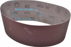 3M - 4" Wide x 24" OAL, 80 Grit, Aluminum Oxide Abrasive Belt - Aluminum Oxide, Medium, Coated, X Weighted Cloth Backing, Series 341D - Eagle Tool & Supply