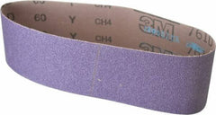 3M - 3" Wide x 24" OAL, 60 Grit, Ceramic Abrasive Belt - Ceramic, Medium, Coated, Y Weighted Cloth Backing, Series 761D - Eagle Tool & Supply