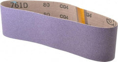 3M - 3" Wide x 24" OAL, 80 Grit, Ceramic Abrasive Belt - Ceramic, Medium, Coated, Y Weighted Cloth Backing, Series 761D - Eagle Tool & Supply