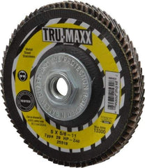 Tru-Maxx - 40 Grit, 5" Disc Diam, 5/8-11 Center Hole, Type 29 Zirconia Alumina Flap Disc - 12,200 Max RPM, Arbor Attaching System, Coated - Eagle Tool & Supply