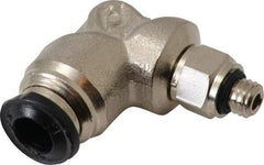 Alpha Technologies - 5mm Outside Diam, M5 Metric, Nickel Plated Brass Push-to-Connect Tube Male Swivel Elbow - 250 Max psi, Tube to Metric Thread Connection, Buna O-Ring - Eagle Tool & Supply