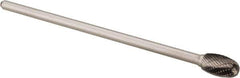 Made in USA - 1/2" Cut Diam, 1/4" Shank Diam, Oval Head Double Cut Burr - Carbide, Radius End, 7/8" LOC, 6" OAL - Eagle Tool & Supply