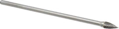 Made in USA - 3/8" Cut Diam, 1/4" Shank Diam, Tree Head Double Cut Burr - Carbide, Point End, 3/4" LOC, 6" OAL - Eagle Tool & Supply
