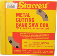 Starrett - 1/8" x 100' x 0.025" Carbon Steel Band Saw Blade Coil Stock - 14 TPI, Toothed Edge, Straight Form, Raker Set, Flexible Back, No Rake Angle, Constant Pitch, Contour Cutting - Eagle Tool & Supply