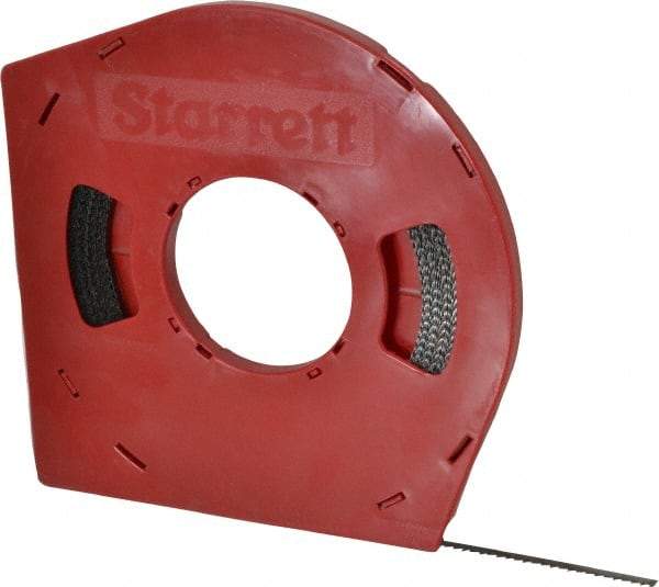 Starrett - 1/4" x 100' x 0.025" Carbon Steel Band Saw Blade Coil Stock - 6 TPI, Toothed Edge, Hook Form, Raker Set, Flexible Back, Positive Angle, Constant Pitch, Contour Cutting - Eagle Tool & Supply