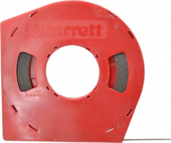 Starrett - 3/8" x 100' x 0.025" Carbon Steel Band Saw Blade Coil Stock - 18 TPI, Toothed Edge, Straight Form, Wavy Set, Flexible Back, No Rake Angle, Constant Pitch, Contour Cutting - Eagle Tool & Supply