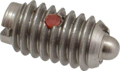 Gibraltar - 5/16-18, 9/16" Thread Length, 1/12" Plunger Projection, Stainless Steel Threaded Spring Plunger - 0.135" Max Plunger Diam, 0.562" Plunger Length, 3.75 Lb Init End Force, 15.5 Lb Final End Force - Eagle Tool & Supply