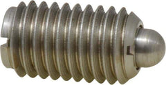 Gibraltar - 5/8-11, 1-1/16" Thread Length, 0.215" Plunger Projection, Stainless Steel Threaded Spring Plunger - 0.31" Max Plunger Diam, 1.062" Plunger Length, 7 Lb Init End Force, 50 Lb Final End Force - Eagle Tool & Supply