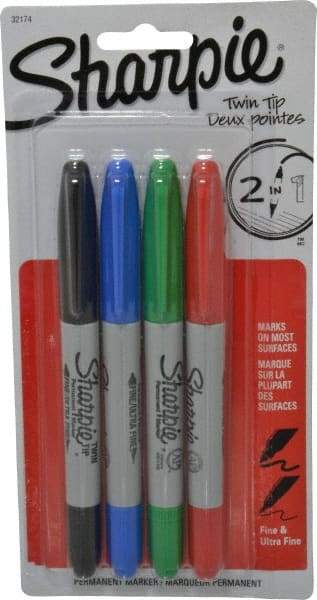 Sharpie - Black, Red, Blue, Green Wet Surface Pen - Twin Tip, AP Nontoxic Ink Fine/Ultra Fine Tip, AP Nontoxic Ink - Eagle Tool & Supply