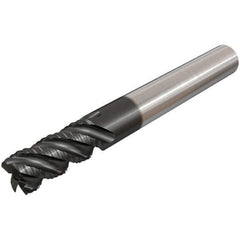 Iscar - 3/4" Diam, Coarse Pitch, 1-1/2" LOC, 6 Flute Solid Carbide 45° Corner Chamfer Roughing End Mill - TiAlN Finish, 4" OAL, 3/4" Shank Diam, Single End, 45° Helix - Eagle Tool & Supply