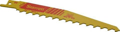 Starrett - 6" Long x 3/4" Thick, Bi-Metal Reciprocating Saw Blade - Tapered Profile, 3 TPI, Toothed Edge, Universal Shank - Eagle Tool & Supply