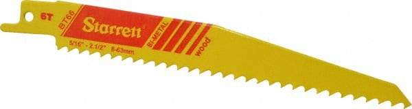 Starrett - 6" Long x 3/4" Thick, Bi-Metal Reciprocating Saw Blade - Tapered Profile, 6 TPI, Toothed Edge, Universal Shank - Eagle Tool & Supply