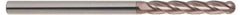 SGS - 1/2" Diam, 3" LOC, 4 Flute Solid Carbide Ball End Mill - TiCN Finish, Single End, 6" OAL, 1/2" Shank Diam, Spiral Flute - Eagle Tool & Supply