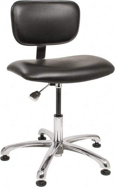 Bevco - Clean Room Swivel Chair - 20" Wide x 17" Deep, Vinyl Seat, Black - Eagle Tool & Supply