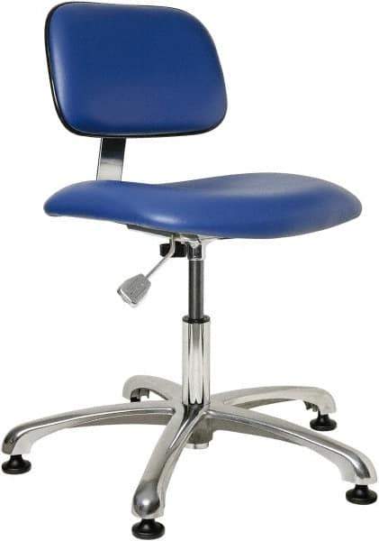 Bevco - Clean Room Swivel Chair - 20" Wide x 17-1/4" Deep, Vinyl Seat, Blue - Eagle Tool & Supply