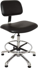 Bevco - Clean Room Swivel Chair - 20" Wide x 17-1/4" Deep, Vinyl Seat, Black - Eagle Tool & Supply