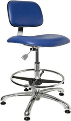 Bevco - Clean Room Swivel Chair - 20" Wide x 17" Deep, Vinyl Seat, Blue - Eagle Tool & Supply