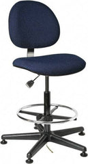 Bevco - ESD Swivel Stool - 18" Wide x 18" Deep, Conductive Cloth Seat, Navy Blue - Eagle Tool & Supply