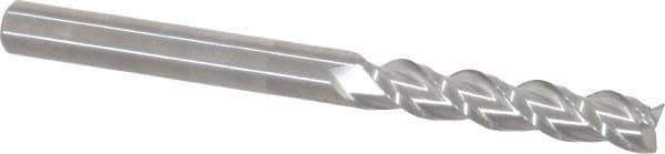 Accupro - 1/4", 3 Flute, Single End, Solid Carbide, 0.01" Corner Radius End Mill - 3" OAL, 40° Helix, Right Hand Flute, 1-1/4" LOC, Right Hand Cut - Eagle Tool & Supply