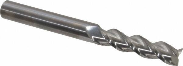 Accupro - 5/8", 3 Flute, Single End, Solid Carbide, 0.025" Corner Radius End Mill - 6" OAL, 40° Helix, Right Hand Flute, 2-1/2" LOC, Right Hand Cut - Eagle Tool & Supply