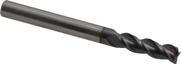 Accupro - 3/16", 3 Flute, Single End, Solid Carbide, 0.01" Corner Radius End Mill - 2" OAL, 40° Helix, Right Hand Flute, 5/8" LOC, Right Hand Cut - Eagle Tool & Supply