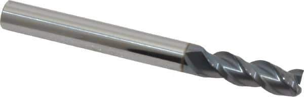 Accupro - 1/4", 3 Flute, Single End, Solid Carbide, 0.01" Corner Radius End Mill - 2-1/2" OAL, 40° Helix, Right Hand Flute, 3/4" LOC, Right Hand Cut - Eagle Tool & Supply