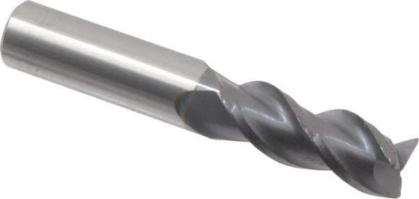 Accupro - 1/2", 3 Flute, Single End, Solid Carbide, 0.02" Corner Radius End Mill - 3" OAL, 40° Helix, Right Hand Flute, 1-1/4" LOC, Right Hand Cut - Eagle Tool & Supply