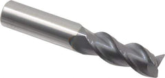 Accupro - 1/2", 3 Flute, Single End, Solid Carbide, 0.02" Corner Radius End Mill - 3" OAL, 40° Helix, Right Hand Flute, 1-1/4" LOC, Right Hand Cut - Eagle Tool & Supply