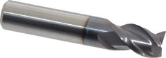 Accupro - 3/8", 3 Flute, Single End, Solid Carbide, 0.015" Corner Radius End Mill - 2" OAL, 40° Helix, Right Hand Flute, 5/8" LOC, Right Hand Cut - Eagle Tool & Supply