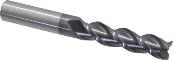 Accupro - 1/2", 3 Flute, Single End, Solid Carbide, 0.02" Corner Radius End Mill - 4" OAL, 40° Helix, Right Hand Flute, 2" LOC, Right Hand Cut - Eagle Tool & Supply