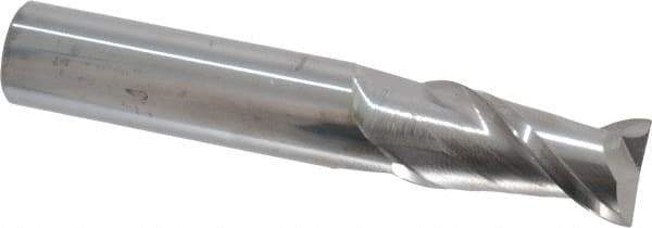 Accupro - 1/2", 2 Flute, Single End, Solid Carbide, 0.015" Corner Radius End Mill - 3" OAL, 40° Helix, Right Hand Flute, 1" LOC, Right Hand Cut - Eagle Tool & Supply