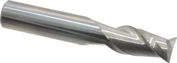 Accupro - 1/2", 2 Flute, Single End, Solid Carbide, 0.02" Corner Radius End Mill - 3" OAL, 40° Helix, Right Hand Flute, 1" LOC, Right Hand Cut - Eagle Tool & Supply