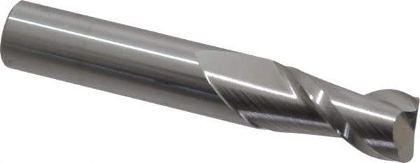 Accupro - 1/2", 2 Flute, Single End, Solid Carbide, 0.03" Corner Radius End Mill - 3" OAL, 40° Helix, Right Hand Flute, 1" LOC, Right Hand Cut - Eagle Tool & Supply