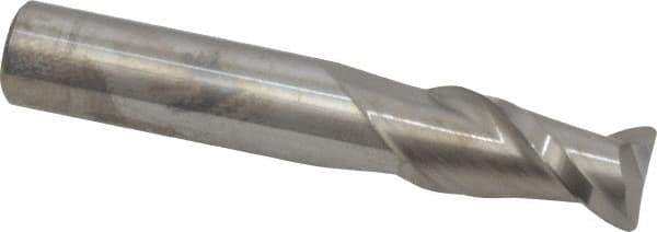 Accupro - 1/2", 2 Flute, Single End, Solid Carbide, 0.045" Corner Radius End Mill - 3" OAL, 40° Helix, Right Hand Flute, 1" LOC, Right Hand Cut - Eagle Tool & Supply