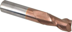 Accupro - 1/2", 2 Flute, Single End, Solid Carbide, 0.02" Corner Radius End Mill - 3" OAL, 40° Helix, Right Hand Flute, 1" LOC, Right Hand Cut - Eagle Tool & Supply