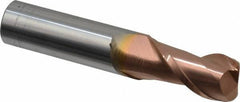 Accupro - 3/4", 2 Flute, Single End, Solid Carbide, 1/8" Corner Radius End Mill - 4" OAL, 40° Helix, Right Hand Flute, 1-1/2" LOC, Right Hand Cut - Eagle Tool & Supply