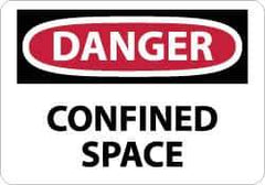 NMC - "Danger - Confined Space", 10" Long x 14" Wide, Rigid Plastic Safety Sign - Rectangle, 0.05" Thick, Use for Accident Prevention - Eagle Tool & Supply