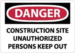 NMC - "Danger - Construction Site - Unauthorized Persons - Keep Out", 10" Long x 14" Wide, Rigid Plastic Safety Sign - Rectangle, 0.05" Thick, Use for Security & Admittance - Eagle Tool & Supply