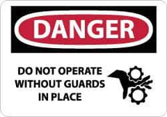 NMC - "Danger - Do Not Operate without Guards in Place", 10" Long x 14" Wide, Rigid Plastic Safety Sign - Rectangle, 0.05" Thick, Use for Accident Prevention - Eagle Tool & Supply