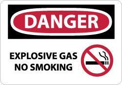 NMC - "Danger - Explosive Gas - No Smoking", 10" Long x 14" Wide, Rigid Plastic Safety Sign - Rectangle, 0.05" Thick, Use for Accident Prevention - Eagle Tool & Supply